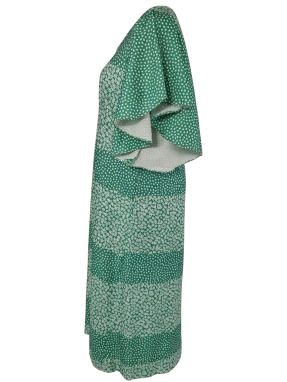 Vintage 70s Homemade Green And White Floral Maxi Dress Whimsical - Picture 5 of 12